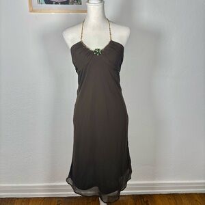 Y2k Bias Cut Chocolate Brown Midi Dress